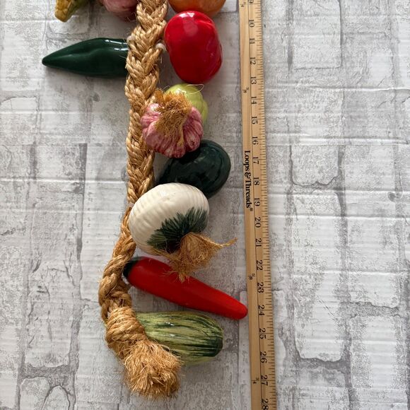 Vtg Ceramic Hanging Vegetables Ristra Braided Rope Kitchen Wall Decor Art - Picture 8 of 8